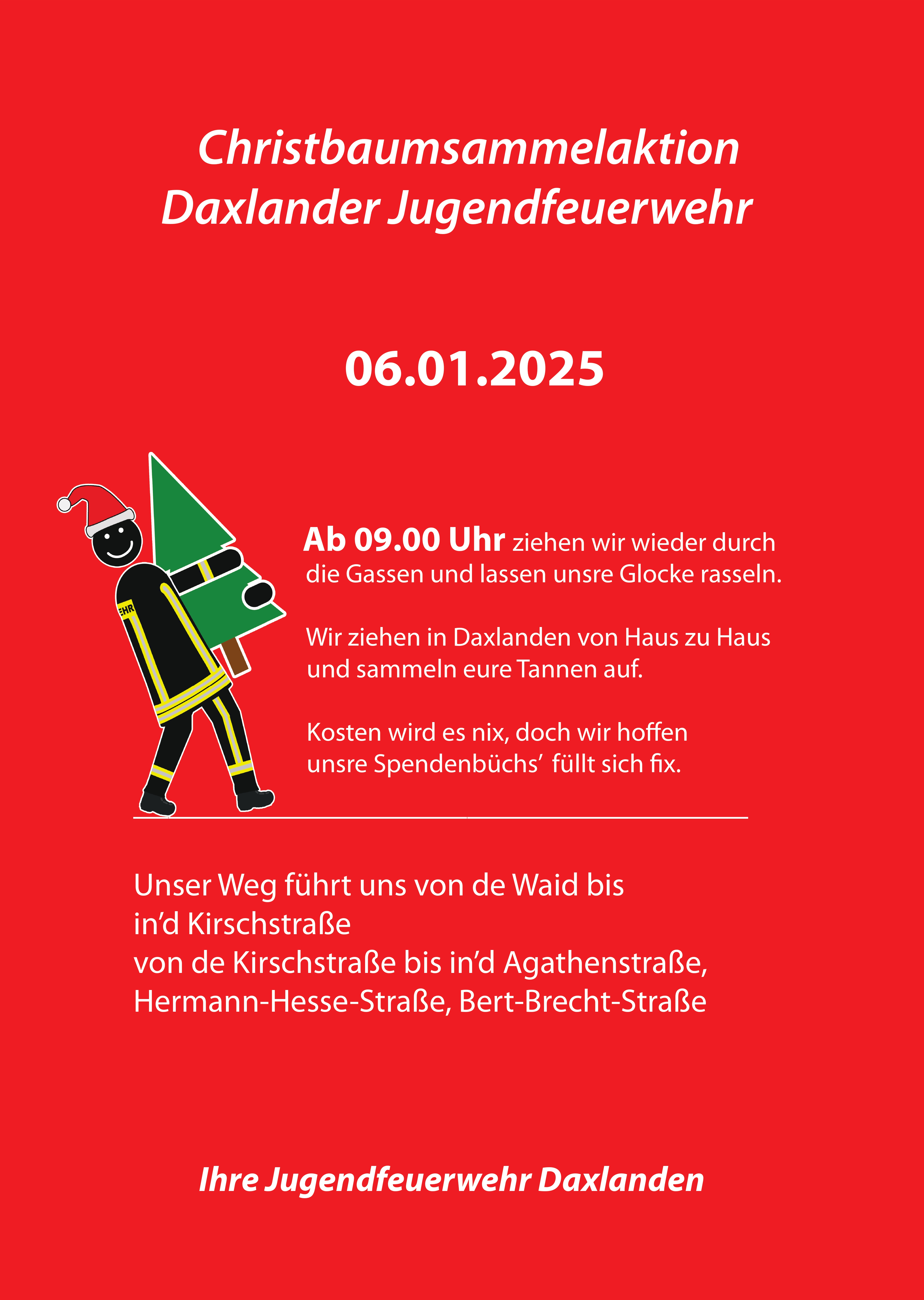 Christbaumsammelaktion Jugendfeuerwehr Daxlanden